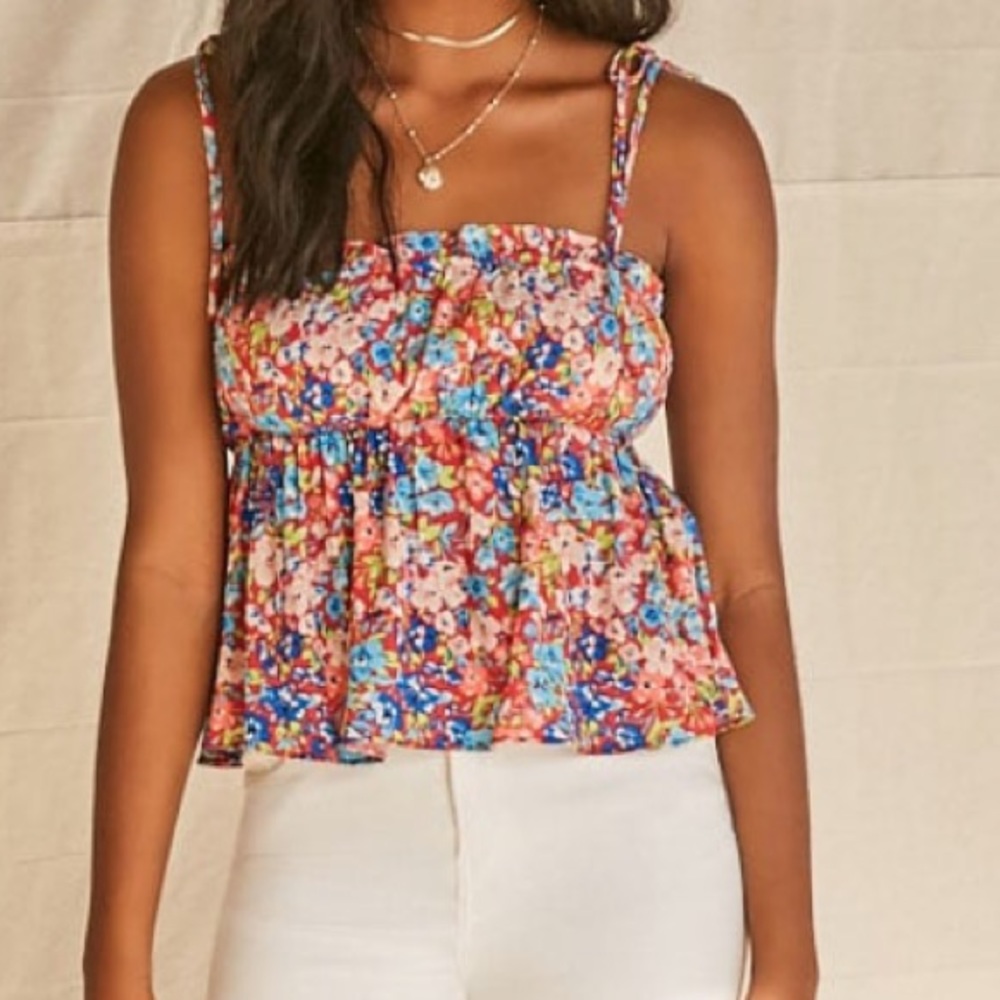 Floral print self tie cami